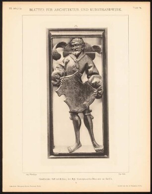 Geschnitzte Schrankfüllung im Kunstgewerbemuseum, Berlin: Ansicht (aus: Blätter für Architektur und Kunsthandwerk, 3. Jg., 1890, Tafel 76)