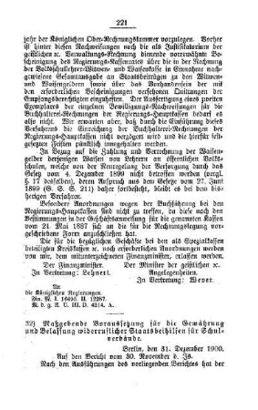 Maßgebende Voraussetzung für die Gewährung und Belassung widerruflicher Staatsbeihilfen für Schulverbände : [H. Oeffentliches Volksschulwesen]
