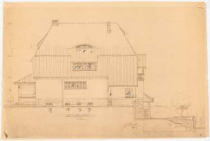 Einfamilienwohnhaus, Berlin-Nikolassee: (von Inv.Nr. 43230) Aufriss Westansicht 1:50