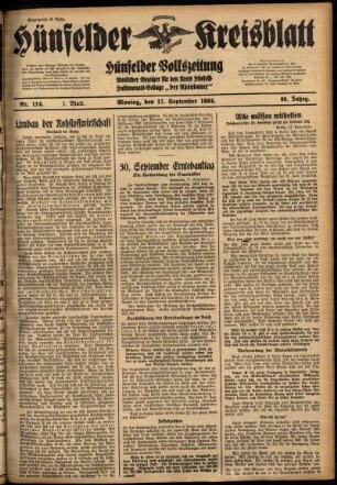 Erste Ausgabe vom Montag, den 17. September 1934.