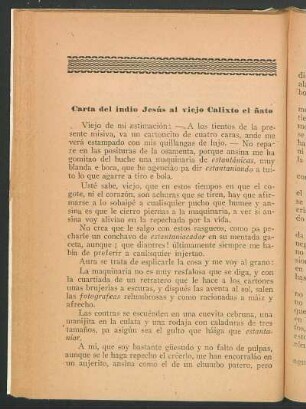 Carta del indio Jesús al viejo Calixto el ñato