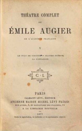 Théâtre complet de Émile Augier. V