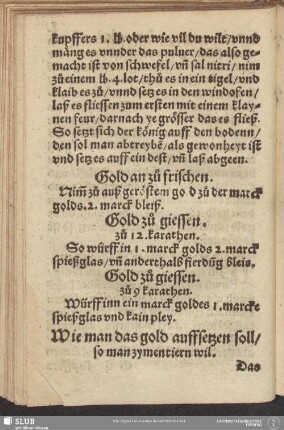 Wie man das Gold auffsetzen soll, so man zymentiern wil