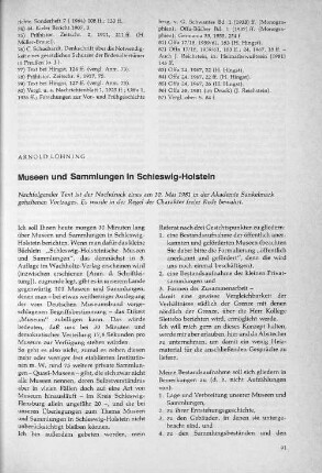 Museen und Sammlungen in Schleswig-Holstein