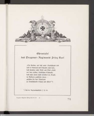 Ehrentafel des Dragoner-Regiments Prinz Karl