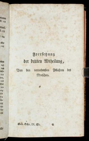 Fortsetzung der dritten Abtheilung, Von den vornehmsten Pflichten des Menschen.