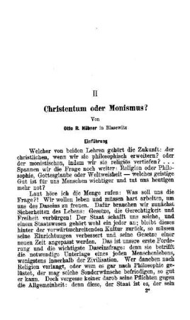 Christentum oder Monismus?
