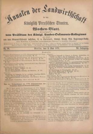 No. 18. Berlin, den 3. Mai 1871. XI. Jahrgang.