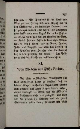 XI. Von Weihern und Fisch-Teichen.