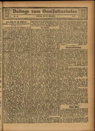Zweite Ausgabe vom Sonntag, den 19. November 1916.