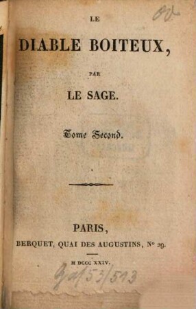 Oeuvres de LeSage, 2. T. 2. - 264 S. : 1 Ill.