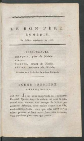 Le Bon Père. Comédie. Le théâtre représente un salon
