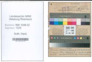 Entnazifizierung Hans Kuth , geb. 23.09.1892 (Beamter)