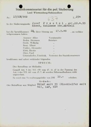 Prestel, Josef