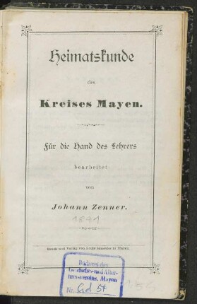 Heimatskunde des Kreises Mayen : für die Hand des Lehrers bearbeitet