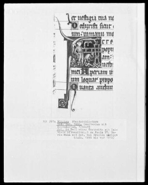 Psalterium mit Kalendarium — Initiale A (ttendite), darin Mann mit Axt und Drachen, Folio 94recto