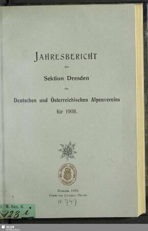 1908(1909): Jahresbericht : für die Kalenderjahre ..