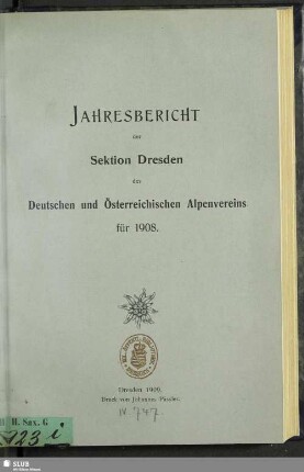 1908(1909): Jahresbericht : für die Kalenderjahre ..