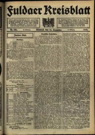 Zweite Ausgabe vom Mittwoch, den 14. Dezember 1910.