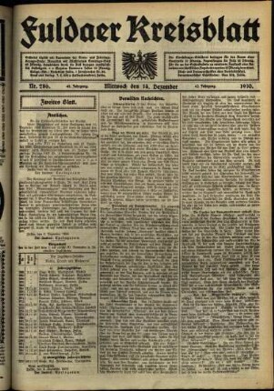 Zweite Ausgabe vom Mittwoch, den 14. Dezember 1910.