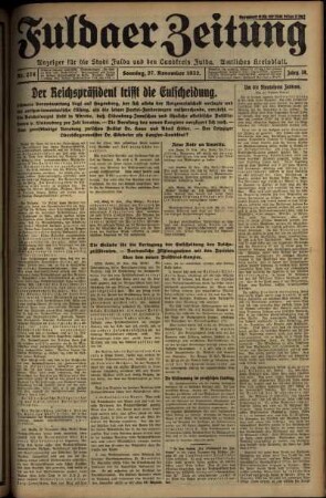 Erste Ausgabe vom Sonntag, den 27. November 1932.