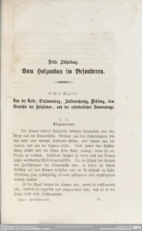 Dritte Abtheilung. Vom Holzanbau im Besonderen