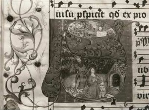Psalterium mit Antiphonale, Initiale S mit Enthauptung der heiligen Barbara