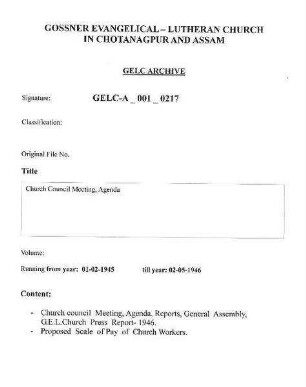 Church Council Meeting, Agenda
