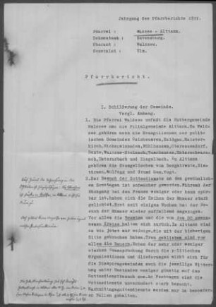 Waldsee-Alttann mit Diaspora: Pfarrbericht 1937