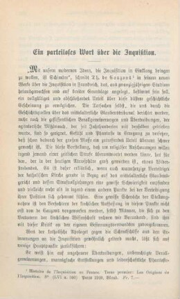 290-302 Ein parteiloses Wort über die Inquisition