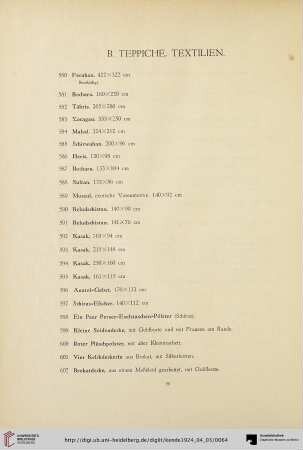 B. Teppiche, Textilien (Nr. 580-615)