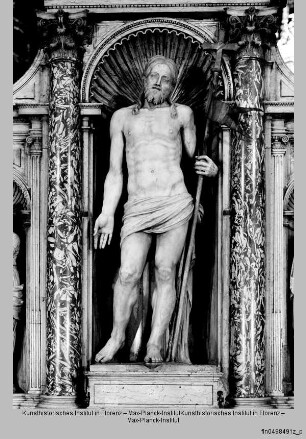 Hochaltar mit seitlichen Schranken : Altarretabel (Vorderseite) : Auferstandener Christus