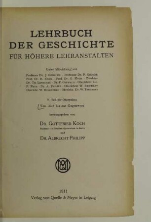 Teil 5 für Oberprima: Von 1648 bis zur Gegenwart