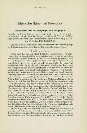 Erlässe über Heimat- und Naturschutz