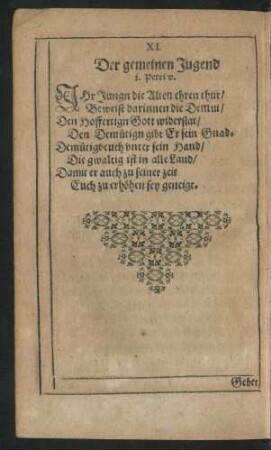 XI. Der gemeinen Jugend.
