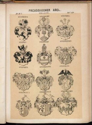 Taf. 439. Steinberg. - Steinborn. - Steindel. - Steinen. - Steinfeld. - Steinhausen. - Steinheil. - Steinkeller. - Steinmann. - Steinmetz I. - Steinmetz II. - Steinmetzen
