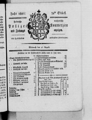 34tes Stück, Ausgabe vom 26. August 1801