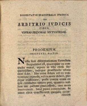 Dissertatio Ivridica Inavgvralis De Arbitrio Ivdicis Circa Vsvras Pecvniae Mvtvaticiae