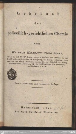 Lehrbuch der polizeilich-gerichtlichen Chemie