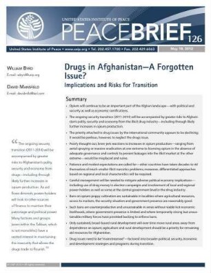 Drugs in Afghanistan- a forgotten issue? : implications and risks for transition
