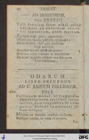 Odarum Seu Carminum Liber II.