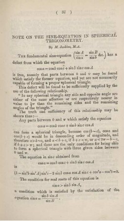 Note on the sine-equation in spherical trigonometry.