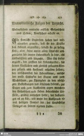 Unausbleibliche Folgen der Unzucht