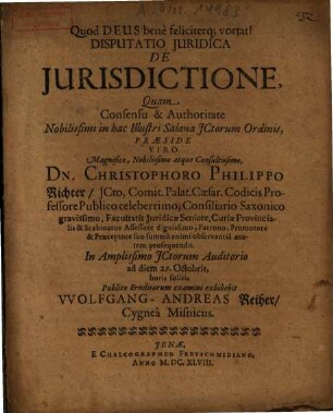 Disputatio Juridica De Jurisdictione