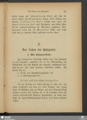 II. Das Aetzen des Hohlglases