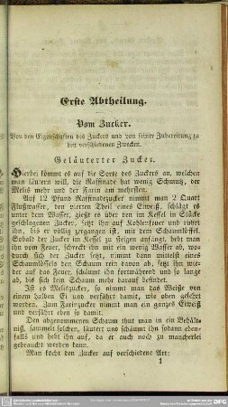 Erste Abtheilung. Vom Zucker