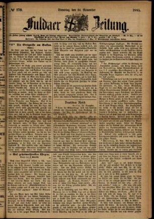Ausgabe vom Dienstag, den 24. November 1885.