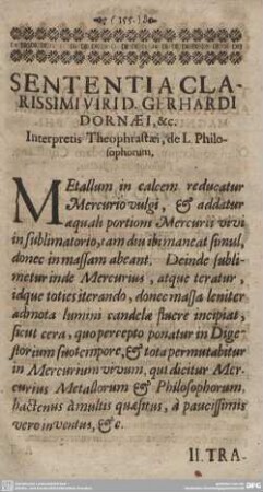 SENTENTIA CLARISSIMI VIRI D. GERHARDI DORNAEI, & c. Interpretis Theophrastaei, de L. Philosophorum.