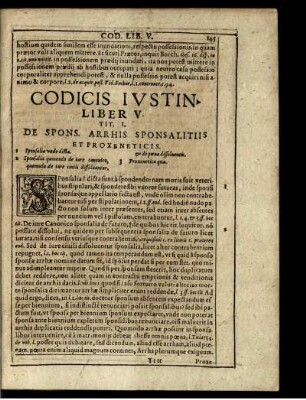 Codicis Iustin. Liber V