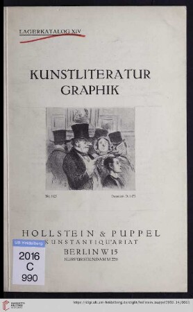 Nr. 14: Lagerkatalog / Hollstein & Puppel, Kunstantiquariat: Kunstliteratur, Graphik